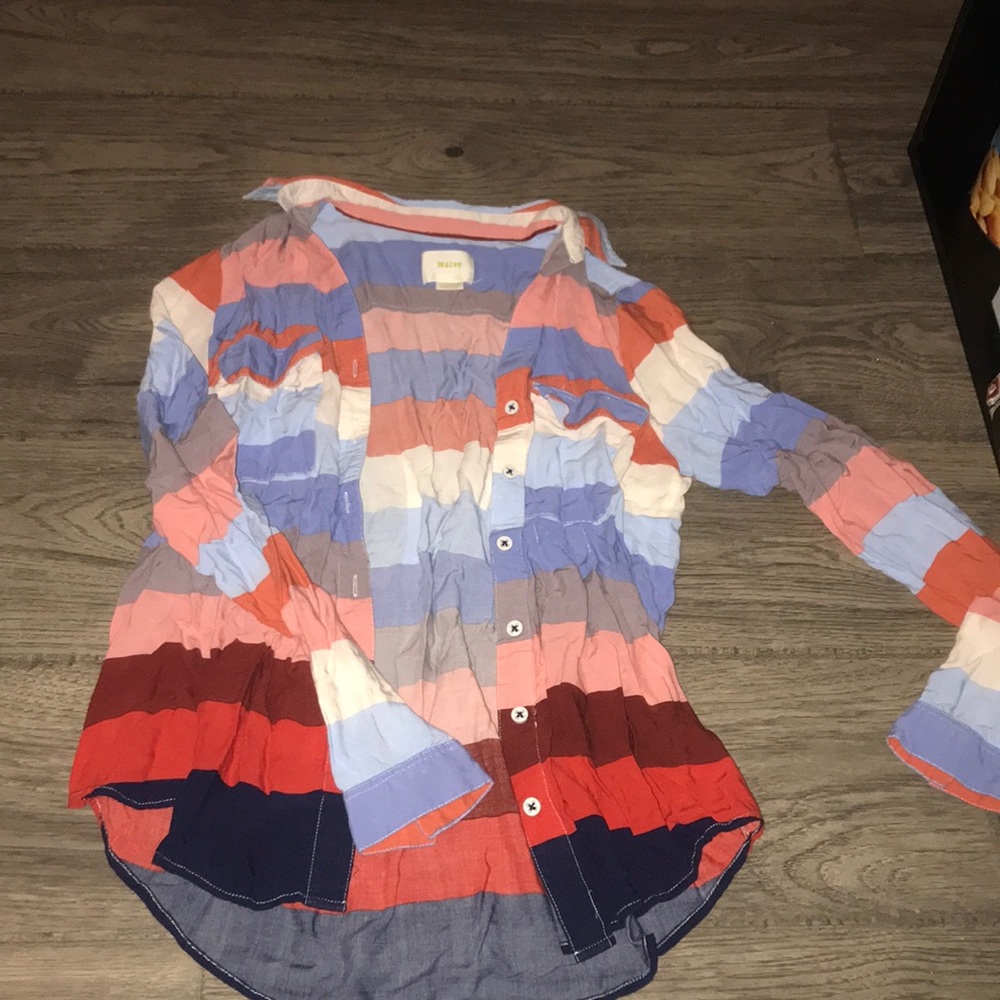 Multi colored button up shirt